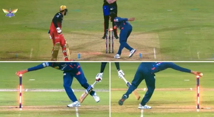 Digvesh Rathi attempts Mankad run-out on Jitesh Sharma